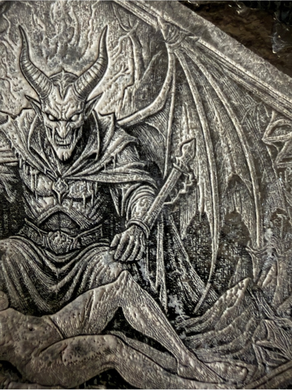 Handcrafted Dark Fantasy Demon Relief Plaque / Wall Art